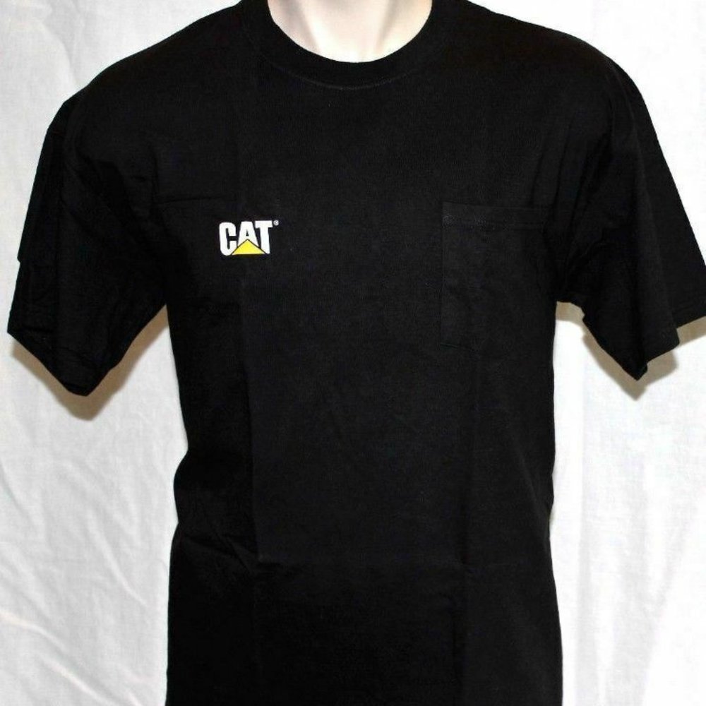NEW CAT Caterpillar Mens Black T-Shirt Top Tee LG
